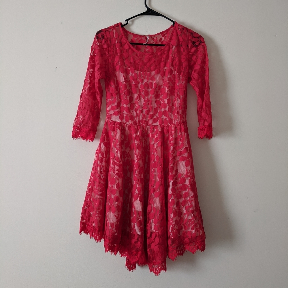 Free People Womens Size 2 Floral Mesh Lace Dress